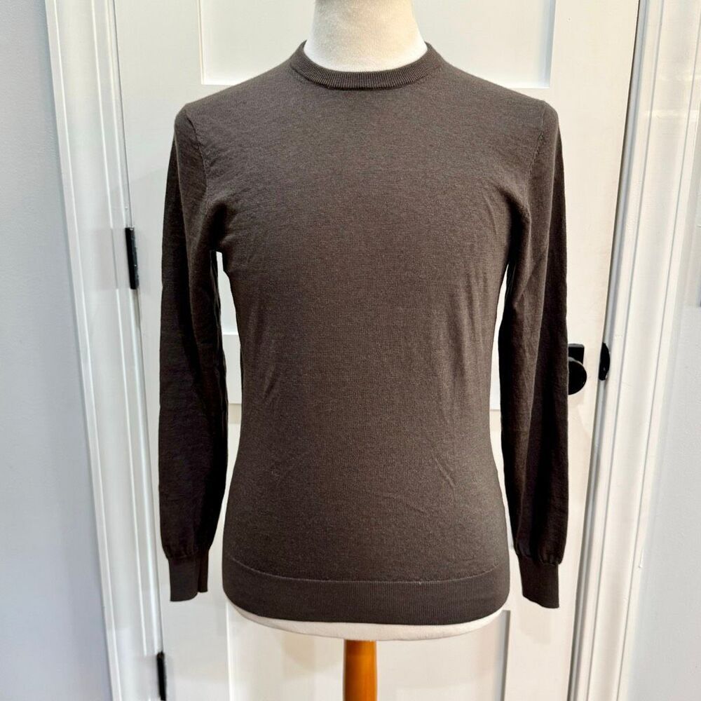 SuitSupply Merino Wool Crew Neck Sweater. Brown. Medium.